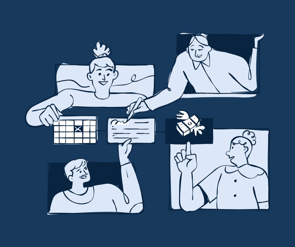 Effective digital marketing team collaboration illustration.